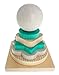 Hess 10126517, Holzspielzeug 14958 - Torre impilabile in legno con dischi di diverse forme e colori, serie Nature in turchese, per bambini a partire da 24 mesi, fatta a mano, Multicolore
