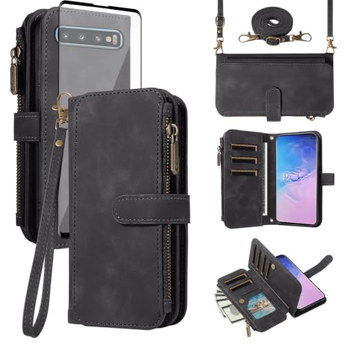 Coque Samsung S10 5G antichoc avec protège-écran et porte-cartes
