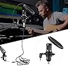 VBXCMLDPO BM800 USB Condenser Microphone Kit, Professional Studio Recording Mic with Flexible Boom Arm, One - Directional Pickup for PC Desktop Laptop Streaming Singing Podcasting (Black+Black) #2