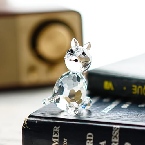 H&D Kristall-Tiere, Sammlerstück, Glas-Katze, Briefbeschwerer, Tischdekoration