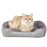 緑 絨 のしっぽ 猫 ベッド 犬 ベッド ペットベッド 洗濯機で丸洗い可能 滑り止め加工 枕付き ふわふわモチモチの3D棉 超柔らかい 通年使用可能 小型中型犬猫用 ペット用マットレスpet bed (グレー, M 50*40*15cm)