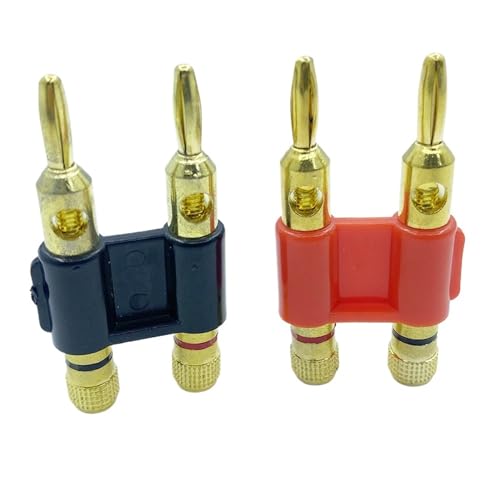 Fiche banane 4mm double connecteur haut-parleur plaqué or bicolore