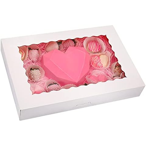 Tcoivs 20-Pack 16" x 11" x 2.5" Bakery Boxes with Window Hold 12 Donuts, Auto-Popup Large Cookie Boxes, Treat Boxes for Pastries (White) Cover
