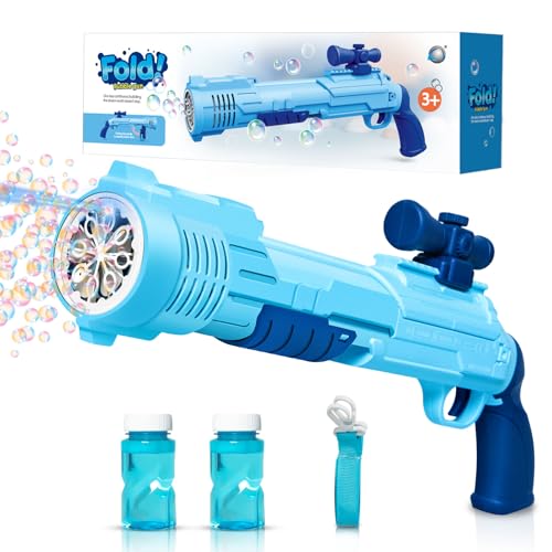 Panamalar Pistola de bolhas para crianças, máquina de bolhas de sabão 10000 bolhas/min com luzes, pistola de bolhas de sabão brinquedos de verão para festa ao ar livre casamento, azul