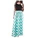YANFANG Vestido Largo Bohemio a Rayas Casual para Mujer Vestido Largo de Verano de Playa de Dama Sundrss Maxi,Vestidos Sueltos de Talla Grande Sólidos de Verano,Green,S