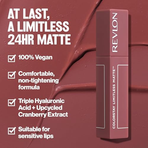 Image of REVLON Colorstay Limitless Matte Liquid Lipstick for woman, Waterproof, Long-Lasting, 100% Vegan, Lightweight, No-Budge Matte, Fire Off - (011)