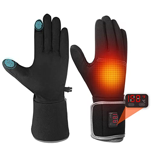 Electric Heated Gloves for Women Men, with 2 Rechargeable Battery Pack, Winter Warm Glove Liners for Arthritis Raynaud, Thin Heating Gloves for Ski Hunting Fishing Camping Hand Warmers(XS/S)