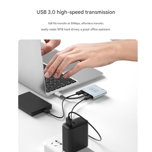 Adaptador USB C a doble gafas Alksubbm con carga rápida y transferencia USB 3.0 2