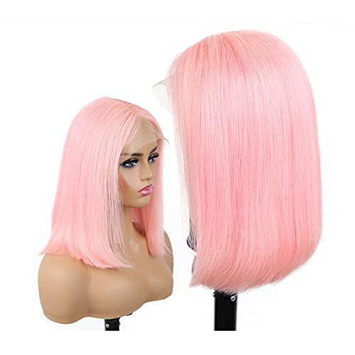 Amazon.com : Silky Straight Pink Bob Wigs Brazilian Human 