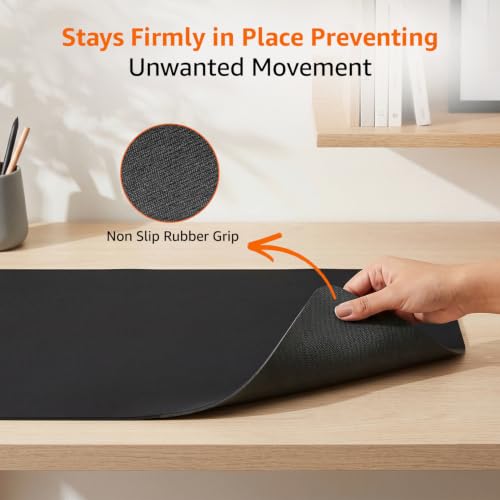 Image of Amazon Basics Extended Rectangular Mouse Pad with Smooth Cloth Surface and Non-Slip Rubber Base, Extended Size for Gaming, Office & Home Use, 35.5 x 16.88 Inches (Large), Black