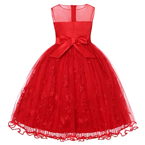 Toddler Kids Girls Elegant Birthday Princess Dress Sleeveless Mesh Wedding Dress Bowknot Embroidery Dresses for2