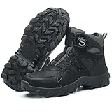 HommyFine Chaussures de Travail Basket Bottes Courtes pour Homme Chaussures de Marche Homme Pieds Larges Légères Chaussures Décontractées Respirantes Baskets Mode Sportives (Noir, 43 EU)