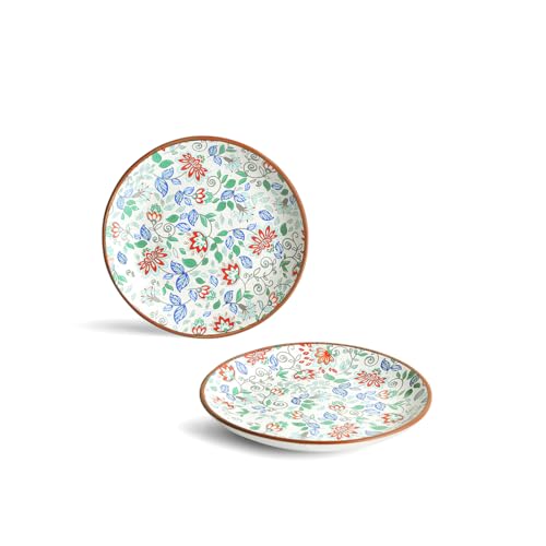 Image of ExclusiveLane 'Spring Garden' Handcrafted Ceramic Quarter Plates Small Side Snack Plates (Set of 2, Microwave Safe, Dishwasher Safe)