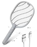 Mosiller Electric Fly Swatter, 3800V Handheld Bug Zapper Racket, Type-C Rechargeable, Mosquito Zapper for Indoor Outdoor, 3-Layer Safety Mesh, Easy to Use, Lightweight (Basic 1 Pack)