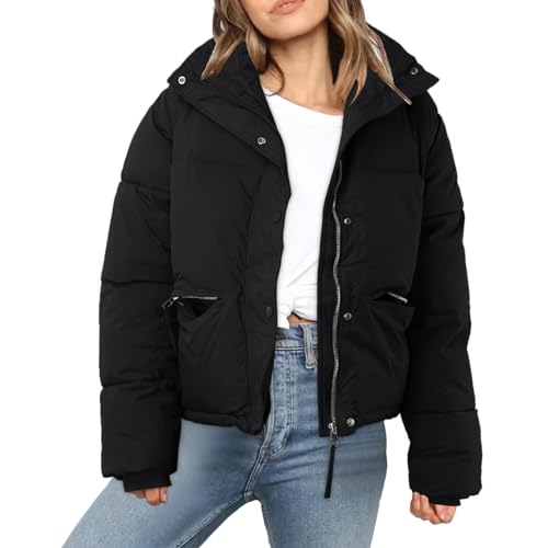 Doudoune femme courte chaude veste d'hiver matelassée et manteau épais zippé