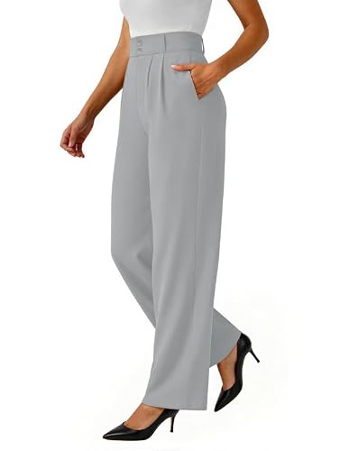 keriffe Womens Wide Leg Dress Pants Stretchy High Waisted Work Trousers
