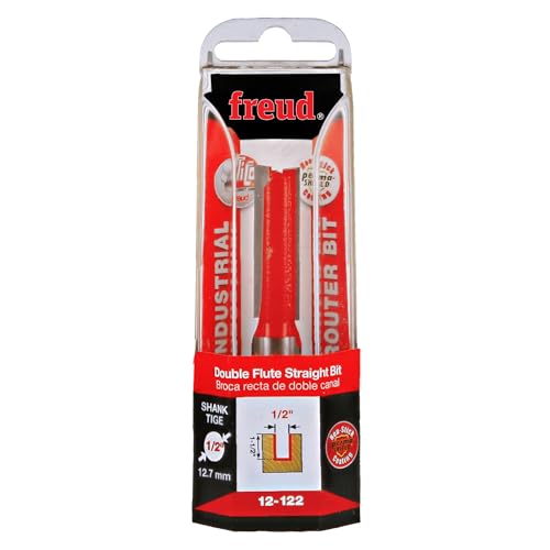 Freud 12-122: 1/2" (dia.) Double Flute Straight Bit with 1/2" shank, 3-1/8" overall length