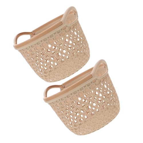 TOPPERFUN 2pezzi Cesto Per Biancheria Sporca in Plastica Organizer Portatile Con Manici Design Cavo Per Arieggiamento Contenitore Flessibile Per Vestiti Beige Per Bagno e Camera Da Letto