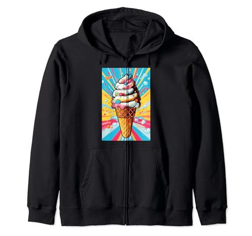 Gaufrier glacé cornet de glace glace pop art vintage rétro glacé café glacé Sweat à Capuche