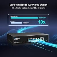 5 Port Gigabit PoE Switch with 4 Port PoE+ 1000Mbps, 1 x 1000Mbps Uplink, GiGaPlus 5 Port IEEE802.3af/at PoE @72W, Support VLAN, Metal Housing, Desktop or Wall-Mount, Plug & Play – Ansicht 3