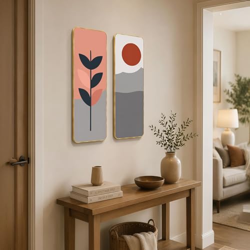 Image of The Castle Decor Modern Home Decor Wall Art Set of 2 | Boho Minimalist Botanical Painting 19X27 Inch | Luxury Neutral Artwork for Bedroom