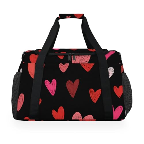 Love Pink White Graffiti Travel Duffel Bag Weekender Overnight Bags for Women Men Foldable Waterproof Tote Bag with Trolley Sleeve