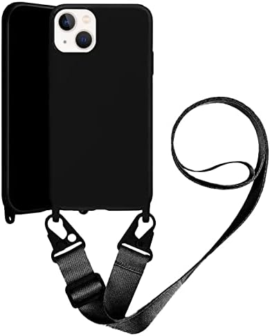 JIATAY Silicone iPhone 7 Plus 8 Plus Case with Phone Lanyard, Long Crossbody Strap, Universal Lanyard Adjustable Neck Strap Protective Case Phone Cover (Black, iPhone 7 Plus/8 Plus)
