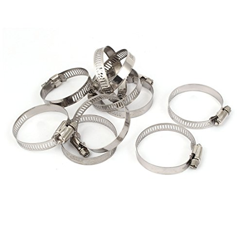 Aexit 27-51mm Range Clamps 12mm Band Width Hose Clips Stainless Steel Clamps Strap Clamps 10 Pcs