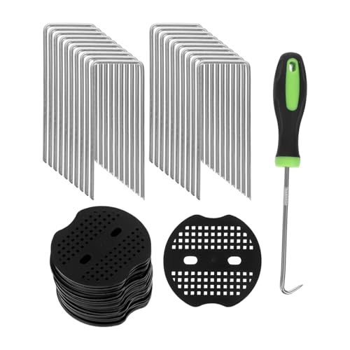 DECOMELODY Estacas para Jardín Clavos de Césped Galvanizados Resistentes con Gancho para Anclaje Seguro de Mallas Antihierba Cobertura de Suelo y Vallados Exteriores