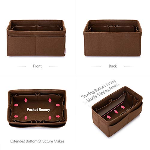 Image of Felt Purse Organizer, Multi Pocket Bag in Bag Organizer For Tote & Handbag Shaper, Speedy 30, Speedy 35 and Speedy 40, Medium, Large, Extra Large (Medium, Coffee)