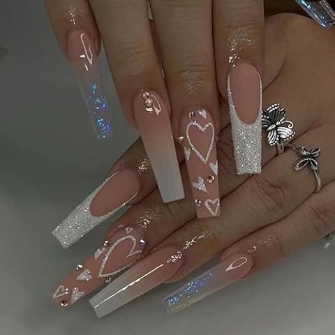 24PCS Pink Coffin Ballerina False Nails Cover