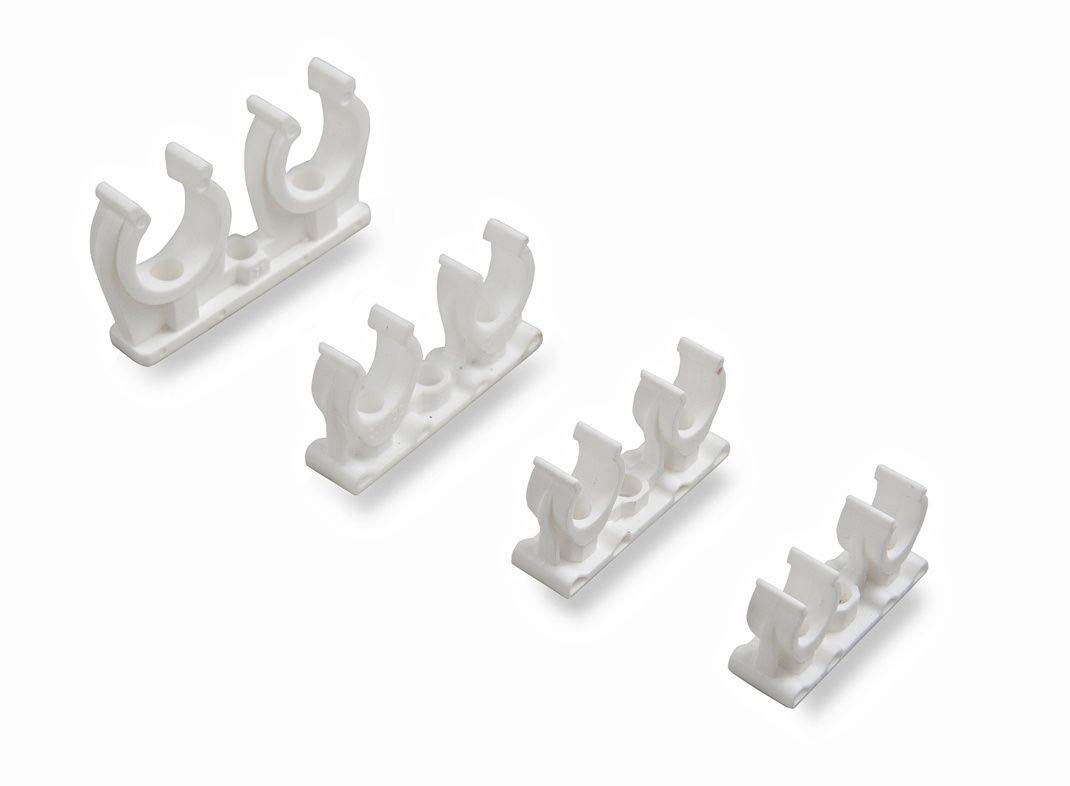 Armar Trading Ltd White Double Snap-In Open Clip With Screw / Snap-On Pipe Bracket / Tube Clamp (20Mm-22Mm)