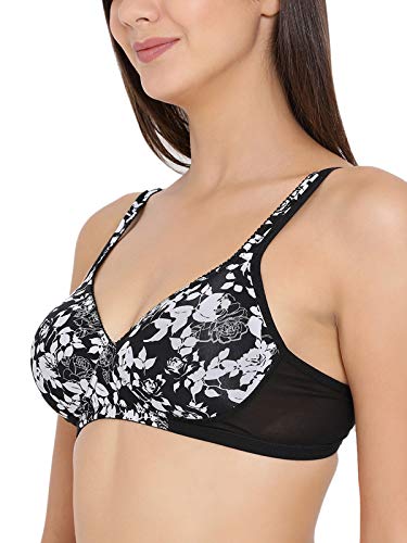 Image of Clovia Women's Softly Padded Non Wired Floral Print T-Shirt Bra