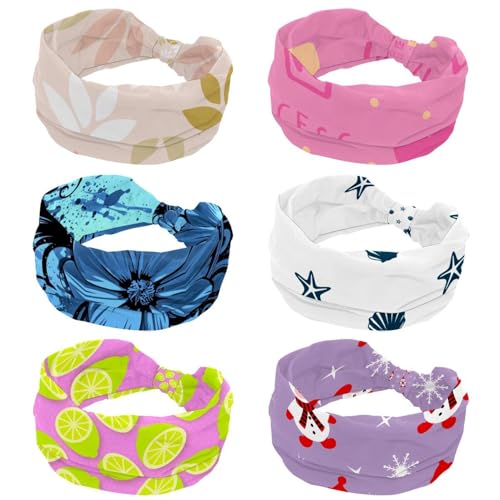 Bandeau sport femme pour cheveux fins lot de 6 turbans larges élastiques motifs automne