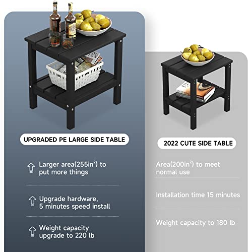 Kingyes Double Side Table, Adirondack End Table- Black #TOP6