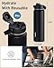 TOURIT 24 oz Insulated Water Bottle, Stainless Steel Sports Water Bottles With Top Handle, Double-Wall Travel Thermal Water Flask, BPA Free Leakproof Water Bottle for Sports and Travel, Black