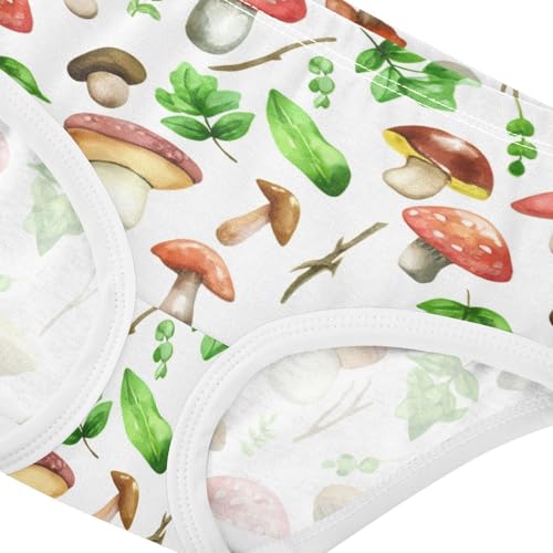 Watercolor Mushrooms White Toddler Underwear Custom 2t Cotton Cute Panties Girl Flower Briefs Girls Undies4
