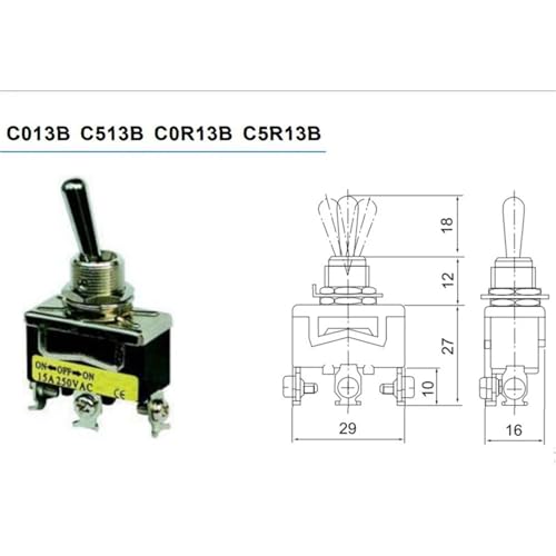 Interrupteur à bascule pour commande de moteur inverseur triphasé C513B