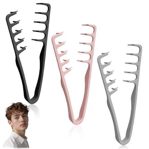 Euablfo 3 Pezzi Pettine Denti Larghi, Pettine Capelli Ricci, Pettine a Denti Larghi, per Texture per Uomo per Radici di Capelli Sciolti e Cura Delle Cuciture