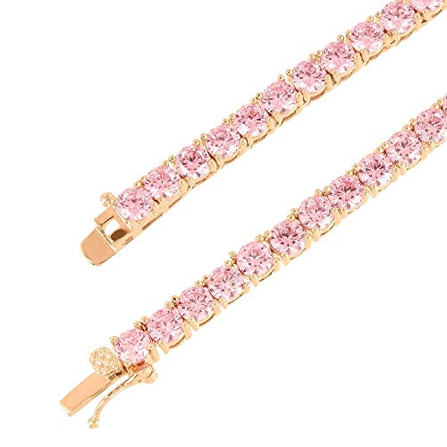 Unisex NEW 4mm 1 Row Tennis Necklace Choker Chain Lab Created Diamonds 4MM Solitaires Multi Color 16-24 inches Brcelet 6.5-9 inches by Bling Bling NY - Image 2