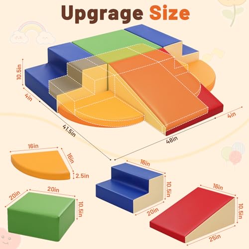 TODIBY 6-Piece Soft PU Leather Toddlers Climbing Toys (Extra Large), Foam Climbing Blocks for Toddlers, Play Gym Climber Structures for Toddler 3, Baby Climb and Crawl Activity Indoor Set(XL Size)