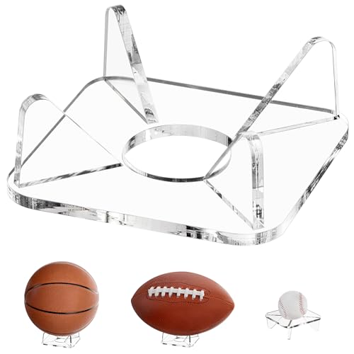 Tfirhuoe Acrylic Football Stand Clear Ball Holder Display Stand for Volleyball Basketball Baseball Soccer Golf Crystal Ball - 1 Pack