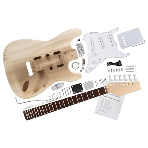 Kit Rocktile DIY Strat Guitarra Eléctrica - Kit "Hazlo tú mismo" Estilo Strat - Cuerpo: Paulownia - Mástil: Arce atornillado - Diapasón: Blackwood