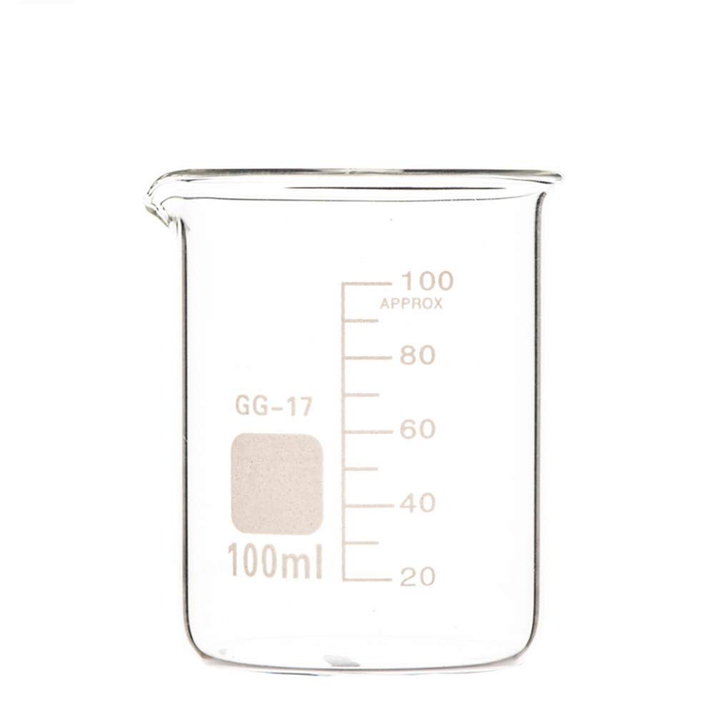 Set di bicchieri in vetro per laboratorio di chimica in scala trasparente da laboratorio di misurazione in vetro borosilicato resistente al calore (4 lotti) 50 ml 100 ml 100 ml 1000 ml 2000 ml