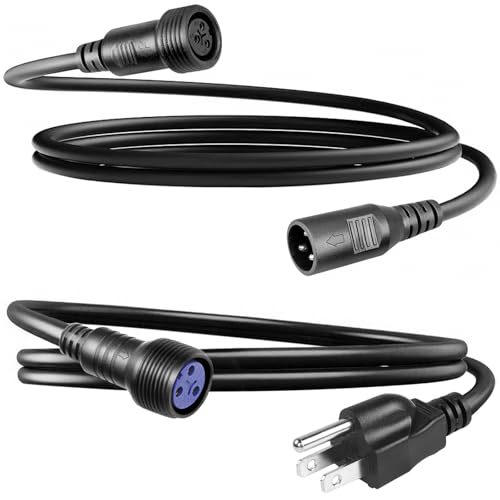 MAD OWL Outdoor Stage Lights Cable Wire, 1m/3.3ft 300/300v DMX Cable (with Male and Female Head) + 1m/3.3ft 3x2.5mm2 Power Cable (US Plug and Female Head), Used for Waterproof Led Par Light Separately