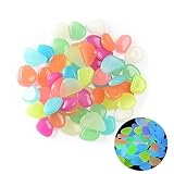 LiXiongBao 100 Pcs Colorful Luminous Stones Glow in The Dark Garden Pebbles Rocks for Home Vase Outd