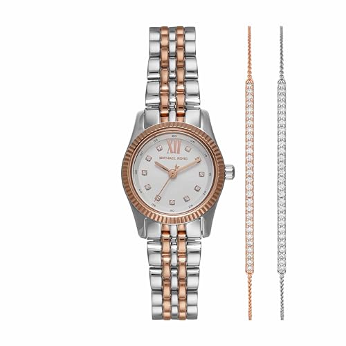 Image of Michael Kors Stainless Steel Analog White Dial Women's Watch-Mk4817Set, Band Color:Two-Tone
