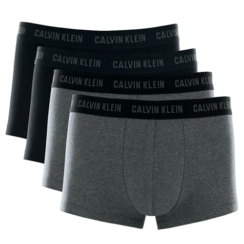 Calvin Klein Kit 4 Cuecas Low Rise Trunk Boxer Masculina Original, 2 Pretas - 2 Cinza Escuro, GG