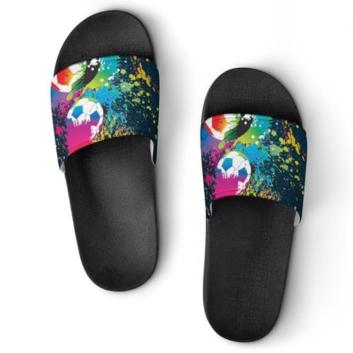 Claquettes femme couleur football : pantoufles de bain antidérapantes pour la maison