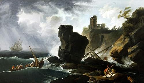 Scène italienne classique en grand format : Toile Claude Vernet pour Salon